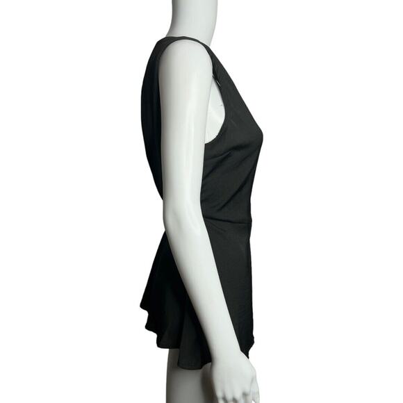 Modcloth Shirt Womens Medium Black Wrap Blouse Satin Sleeveless True Wrap Casual - Picture 2 of 7